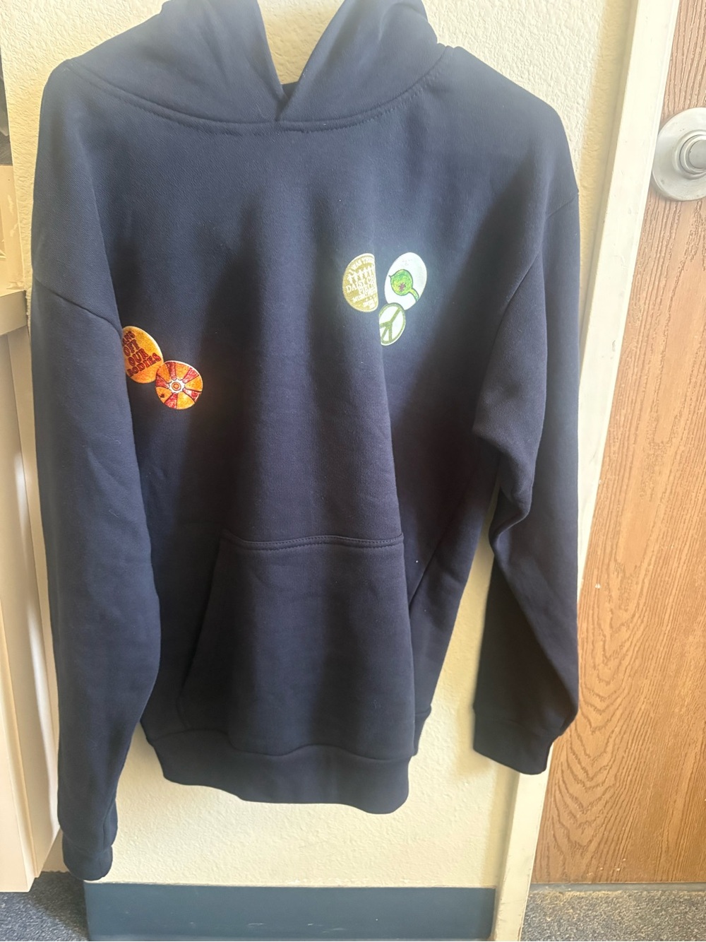 Navy Graphic Pocket Hoodie Sweatshirt - Women's